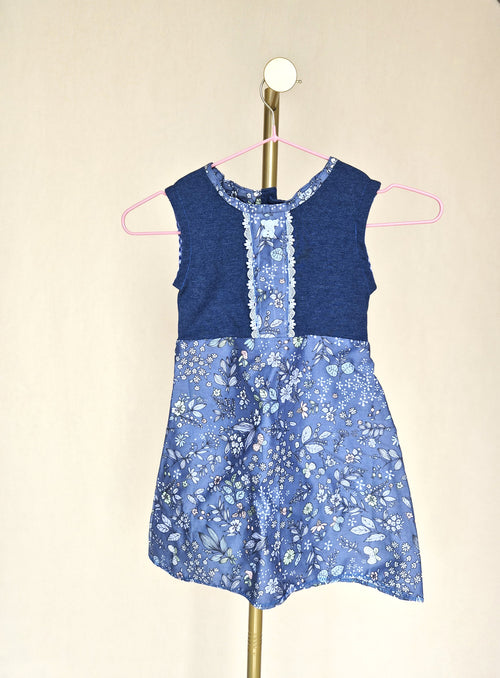 Handmade Girls' Blue Floral Dress – Approx. Size 6