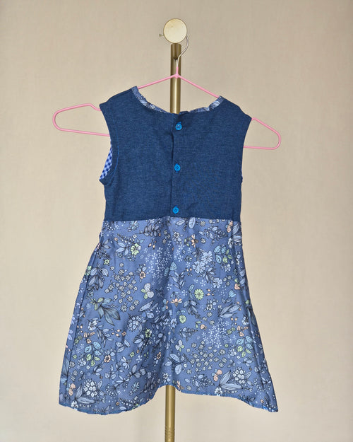 Handmade Girls' Blue Floral Dress – Approx. Size 6