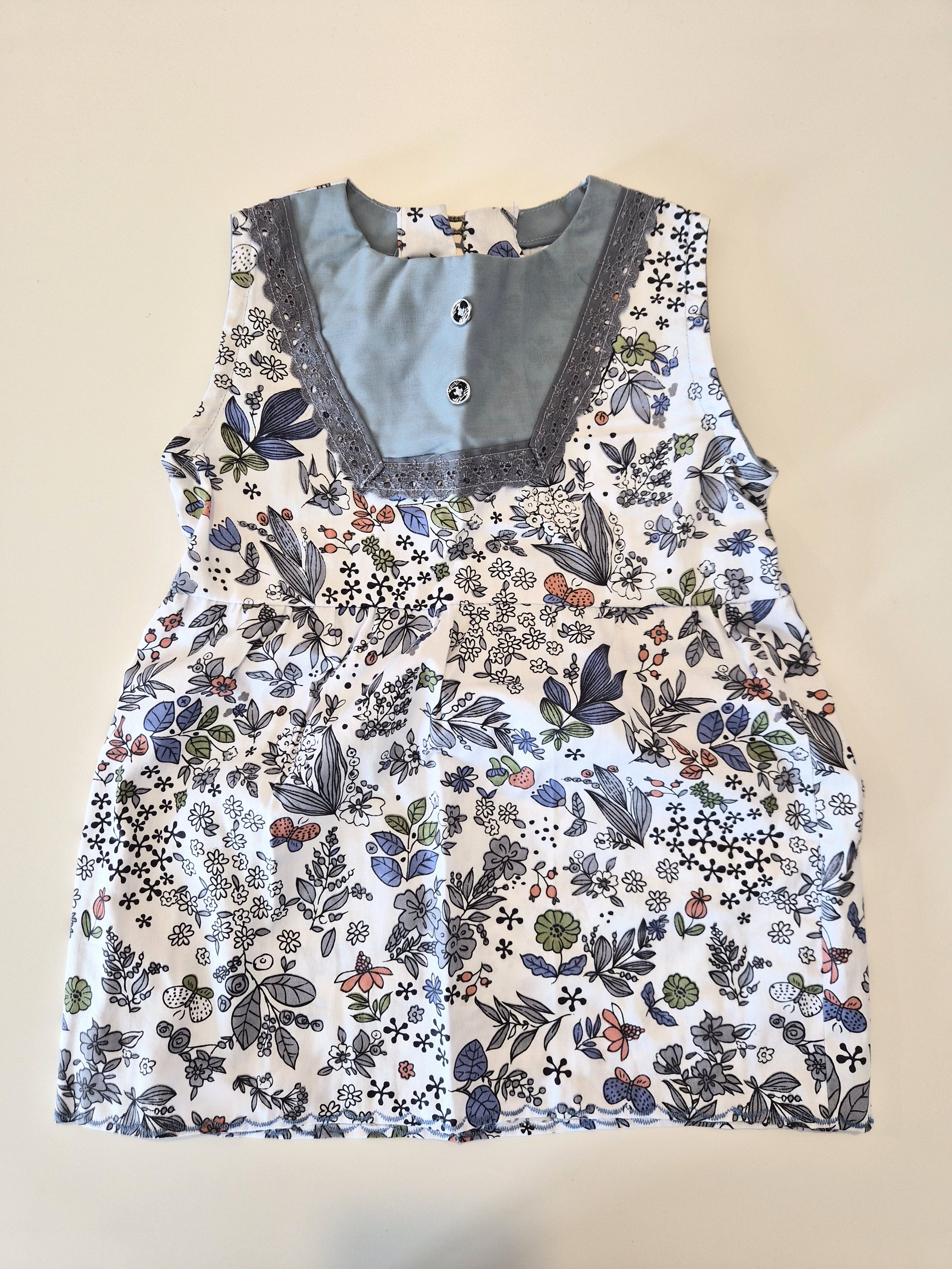 Handmade Botanical Print Girls Dress – Brand New (Size 4-5)