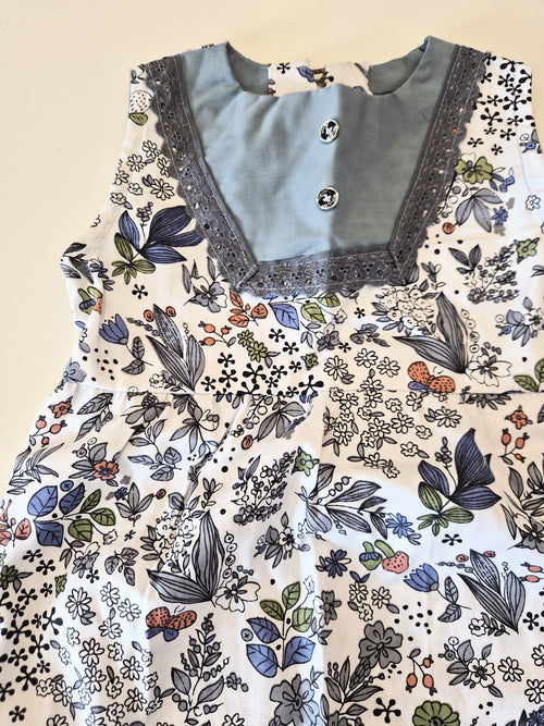 Handmade Botanical Print Girls Dress – Brand New (Size 4-5)