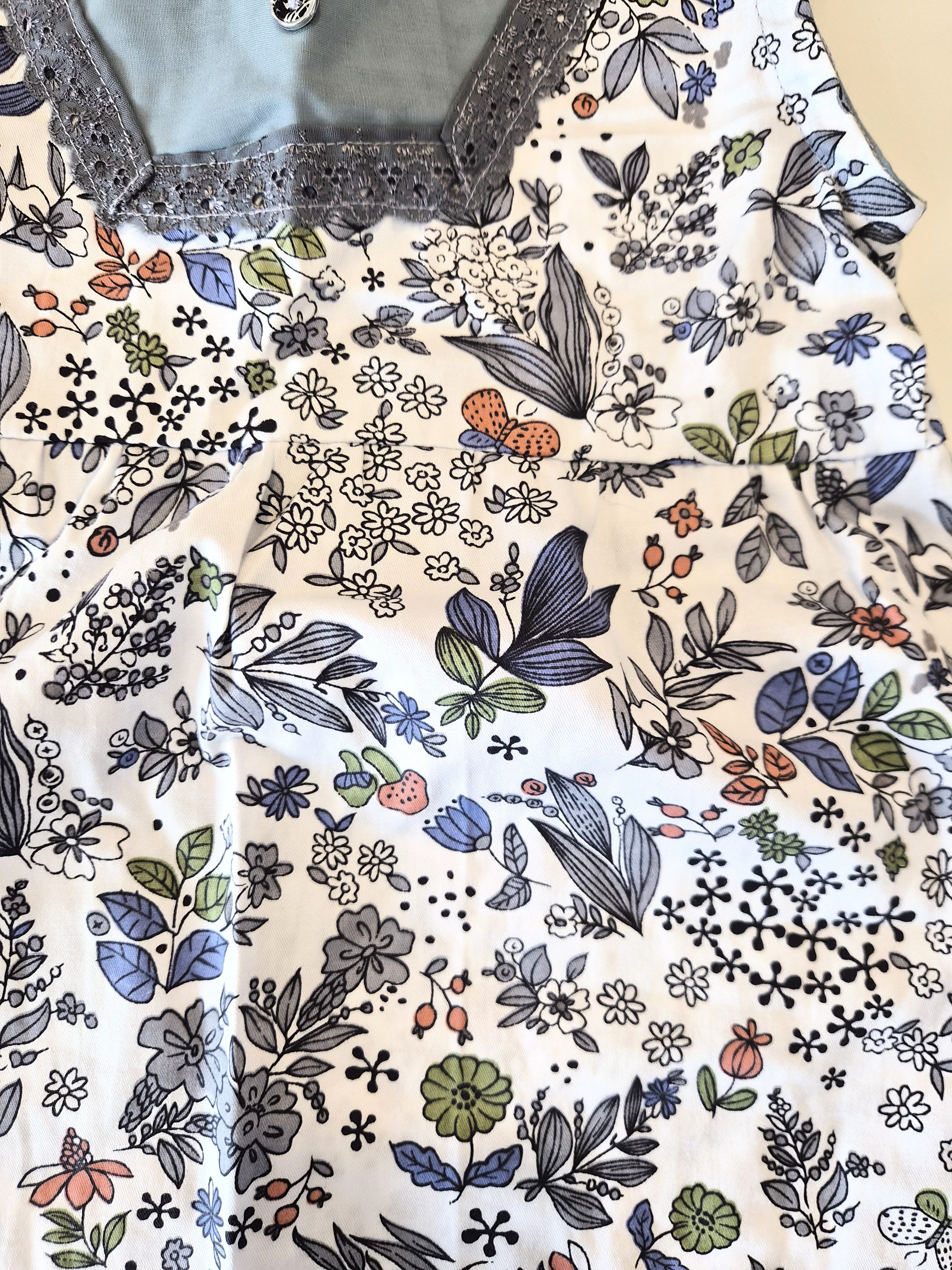 Handmade Botanical Print Girls Dress – Brand New (Size 4-5)