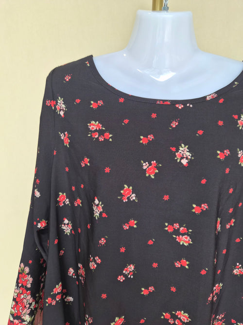 Floral Border Tunic Dress Size L / XL