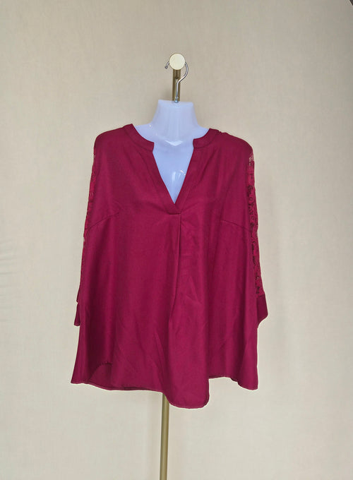 SHEIN Curve Lace Sleeve Blouse – 1XL