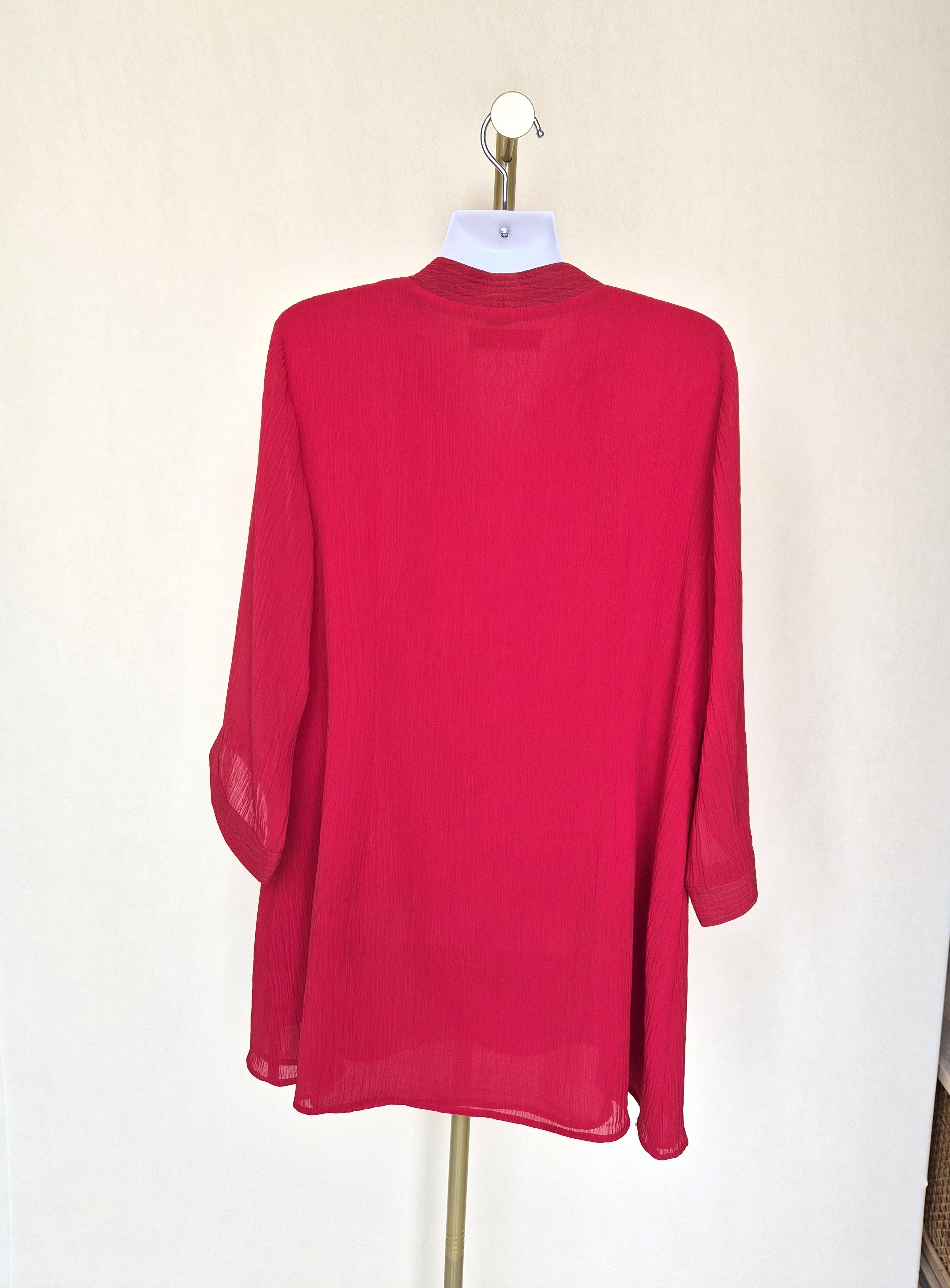 MS. READ Red Tunic Blouse (Size 18 XL)
