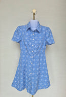 SHEIN Blue Eyelet Shirt Dress – Size S (Brand New)
