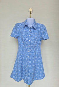 SHEIN Blue Eyelet Shirt Dress – Size S (Brand New)