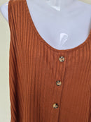 Ribbed Knit Tank Top – Rust Brown Size XL