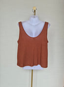 Ribbed Knit Tank Top – Rust Brown Size XL