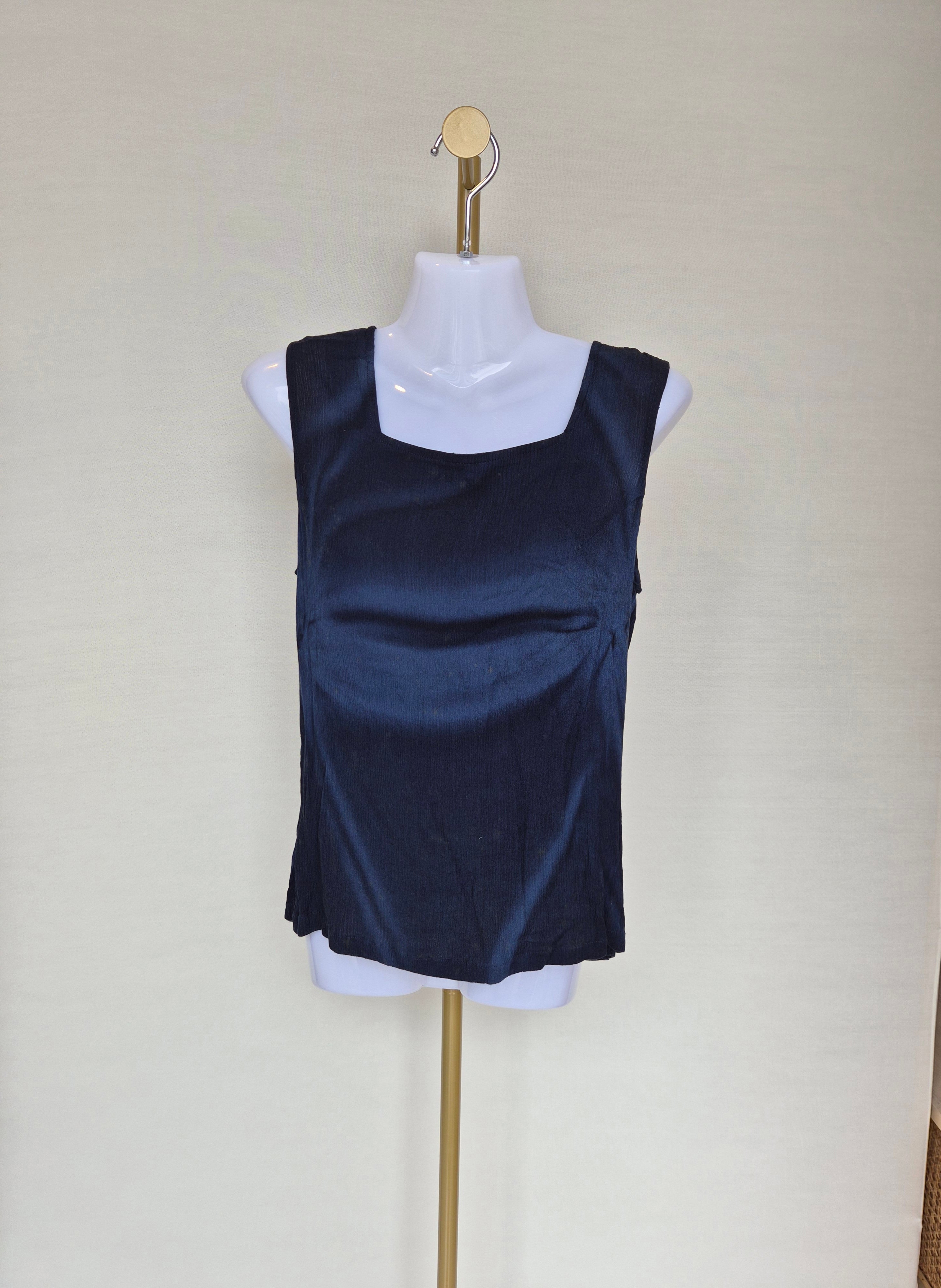 Exotic Bali Navy Sleeveless Button Top Size S