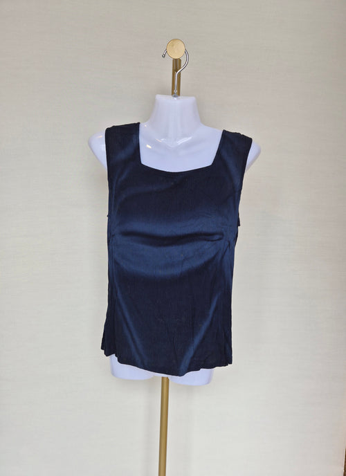 Exotic Bali Navy Sleeveless Button Top Size S