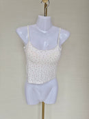 Floral Lace Trim Cami Top (White) Size S