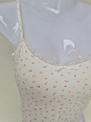 Floral Lace Trim Cami Top (White) Size S
