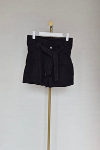 Black High-Waisted Belted Shorts (Size S)