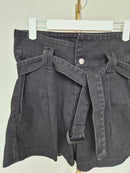 Black High-Waisted Belted Shorts (Size S)