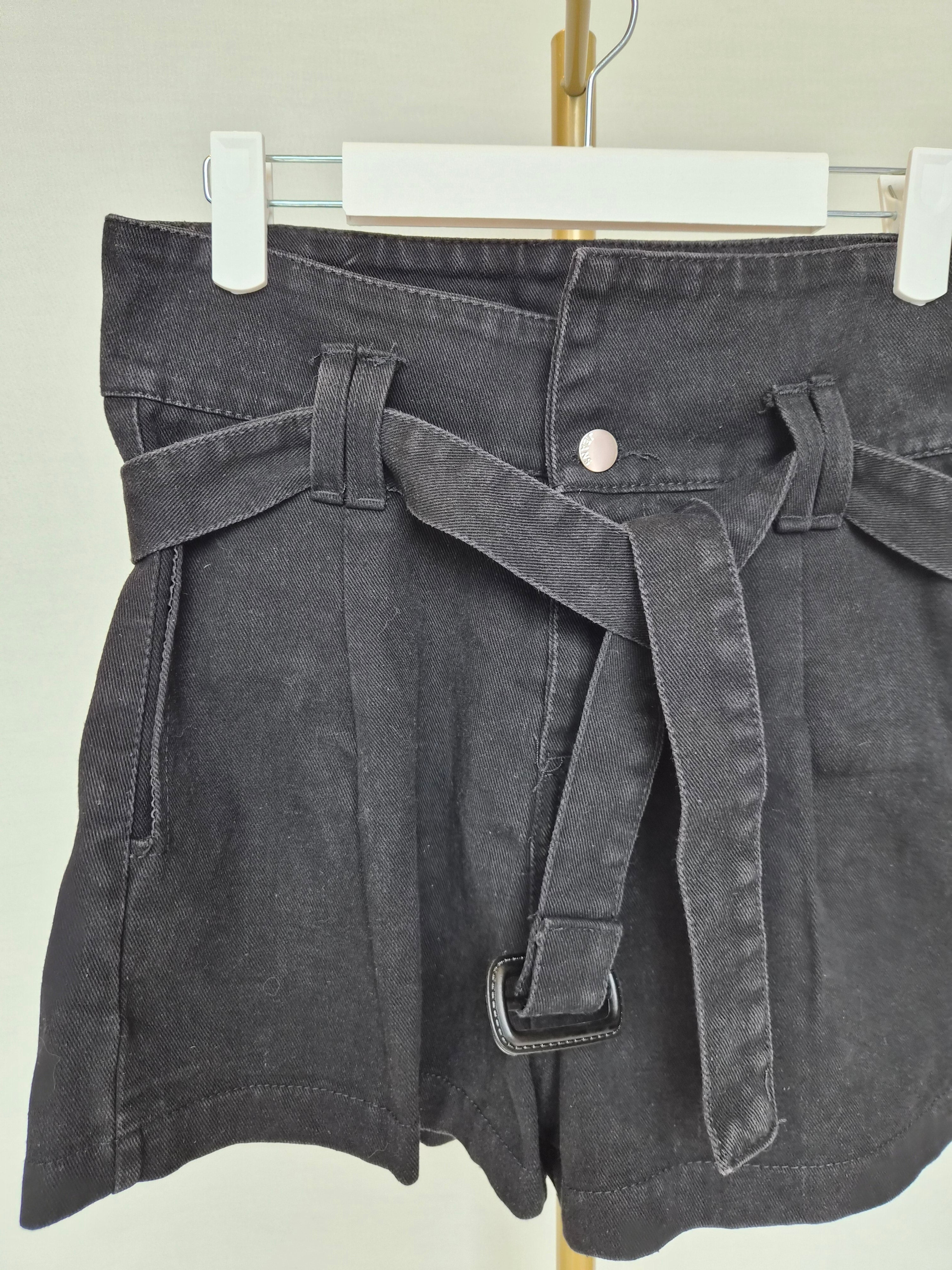 Black High-Waisted Belted Shorts (Size S)