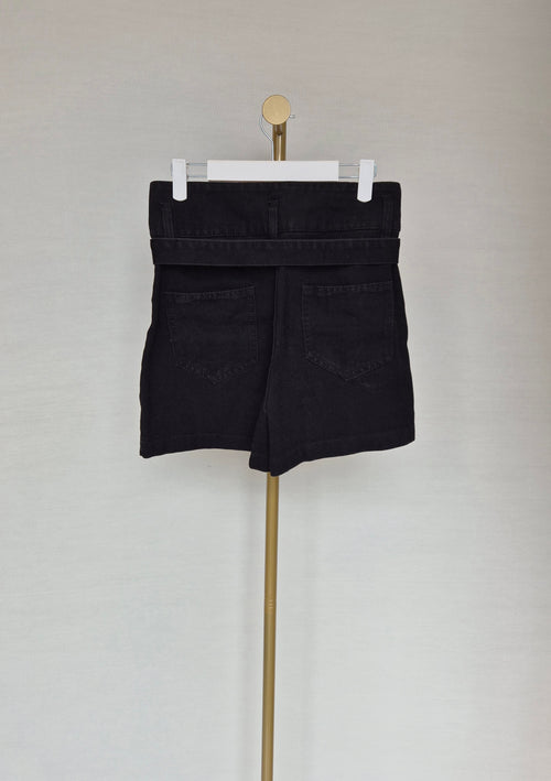 Black High-Waisted Belted Shorts (Size S)