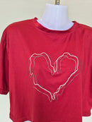 Red Heart Graphic Cropped T-Shirt Free Size