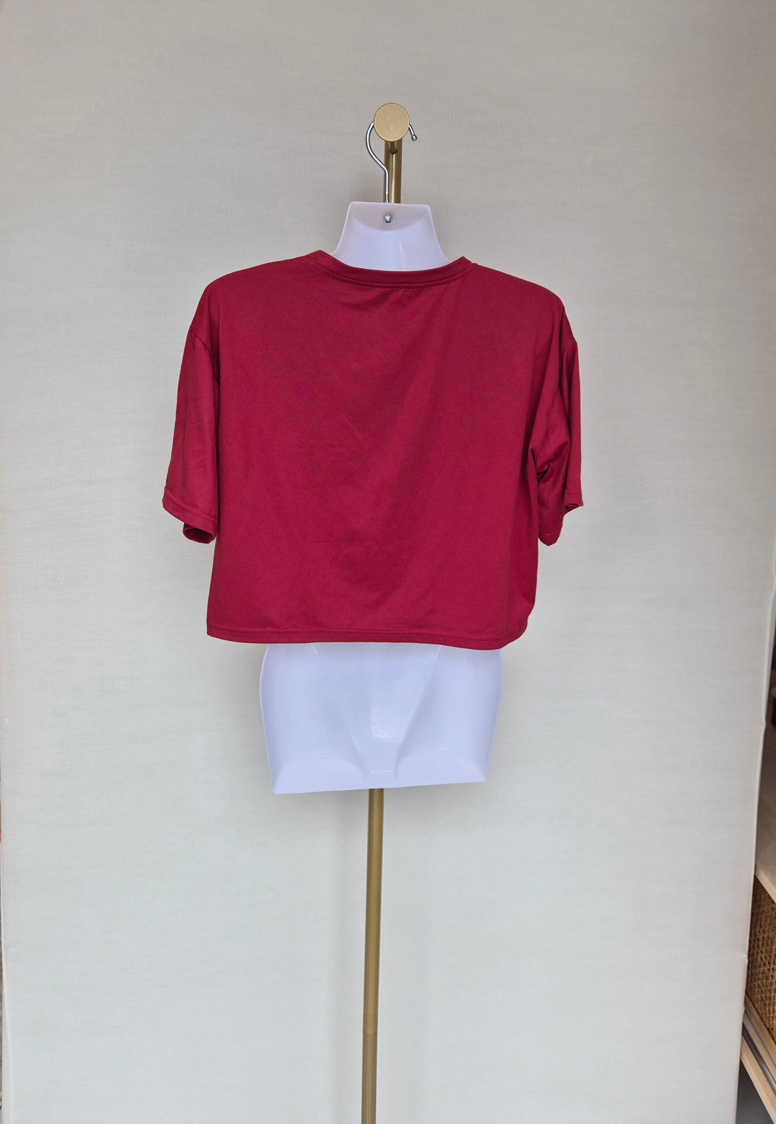 Red Heart Graphic Cropped T-Shirt Free Size