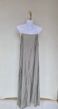Minimalist Linen-Blend Maxi Slip Dress Free Size