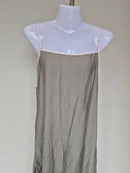 Minimalist Linen-Blend Maxi Slip Dress Free Size