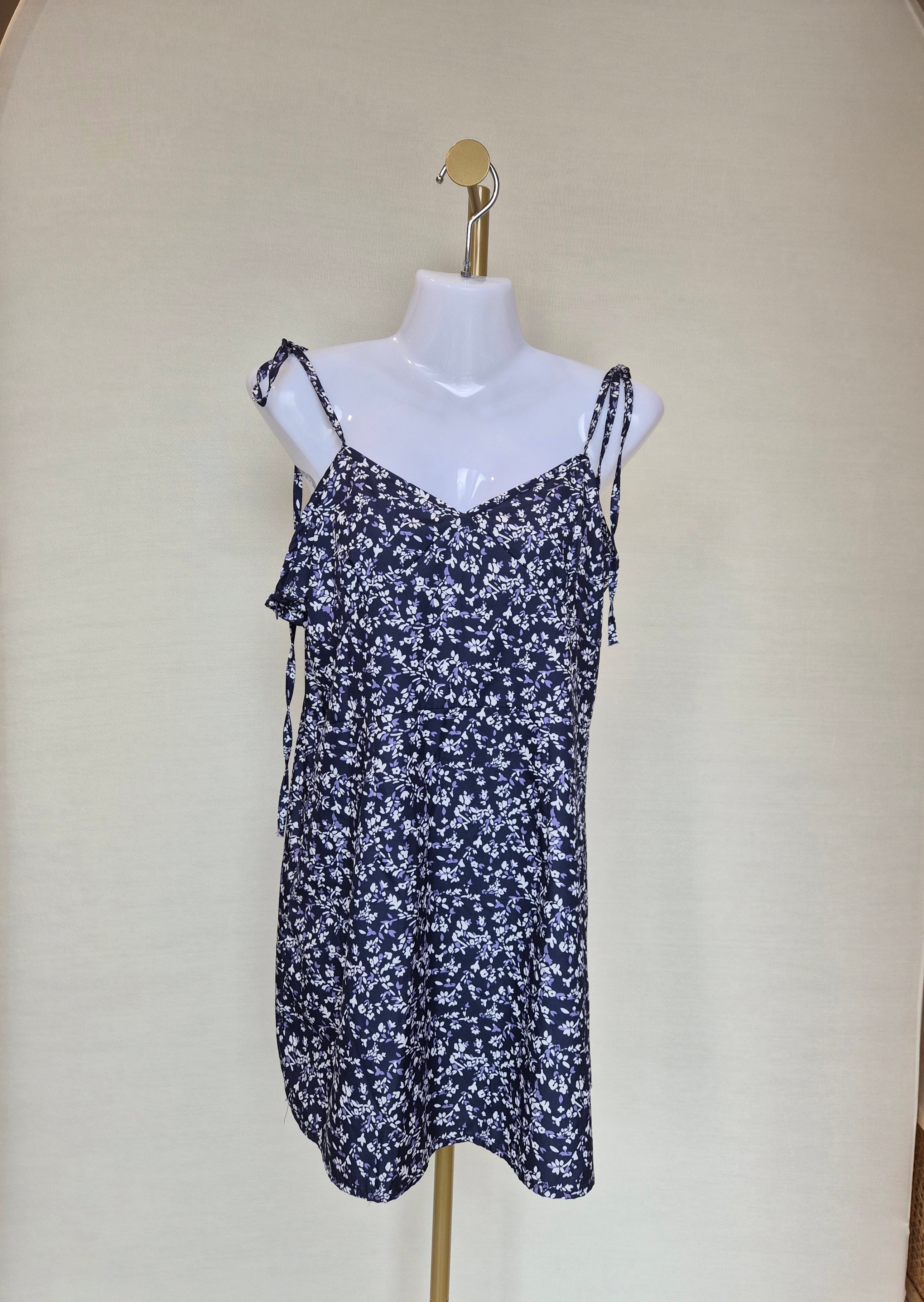 Floral Tie-Strap Mini Dress Free Size