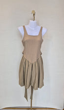 Beige Reversible Tie-Waist Mini Dress Size S