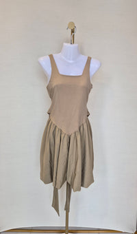 Beige Reversible Tie-Waist Mini Dress Size S