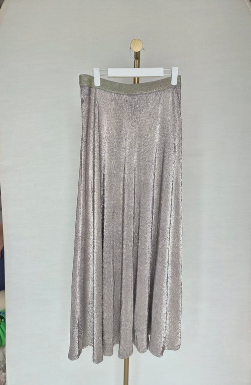 Massimo Dutti Metallic Gold Flowing Maxi Skirt – Size M