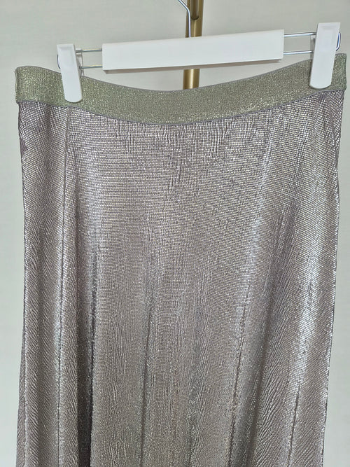 Massimo Dutti Metallic Gold Flowing Maxi Skirt – Size M
