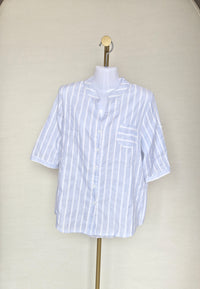 Blue & White Striped Cotton Blouse (Size XL)