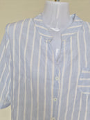 Blue & White Striped Cotton Blouse (Size XL)