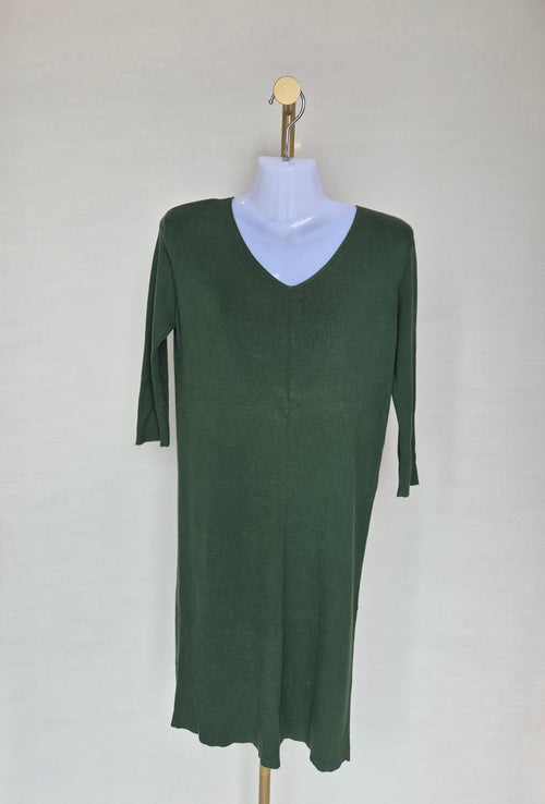Olive Green Knit Midi Dress Free Size