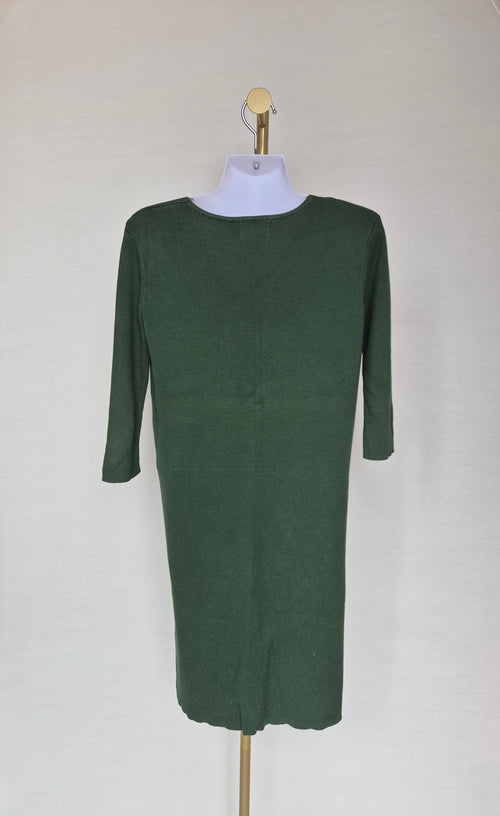 Olive Green Knit Midi Dress Free Size
