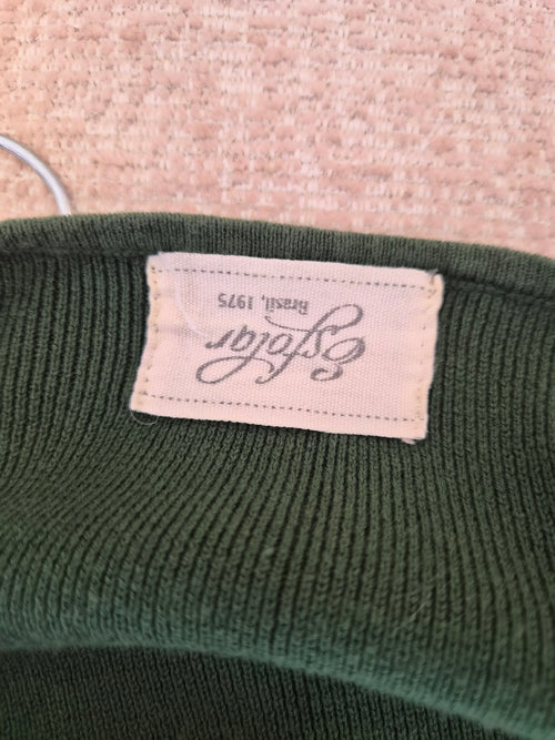Olive Green Knit Midi Dress Free Size