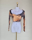 SHEIN Tie-Dye Ribbed Crop Top (Size S)