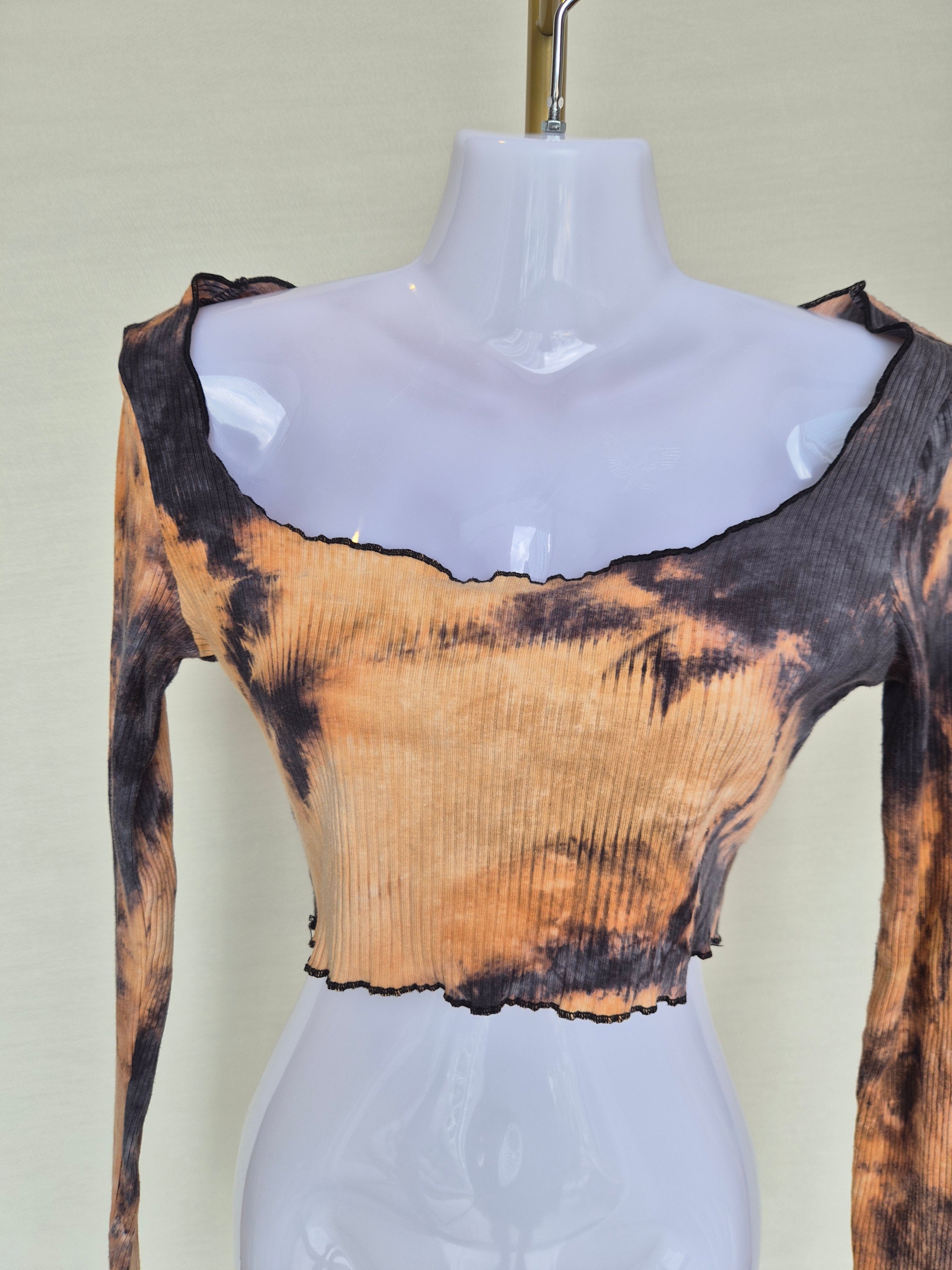 SHEIN Tie-Dye Ribbed Crop Top (Size S)
