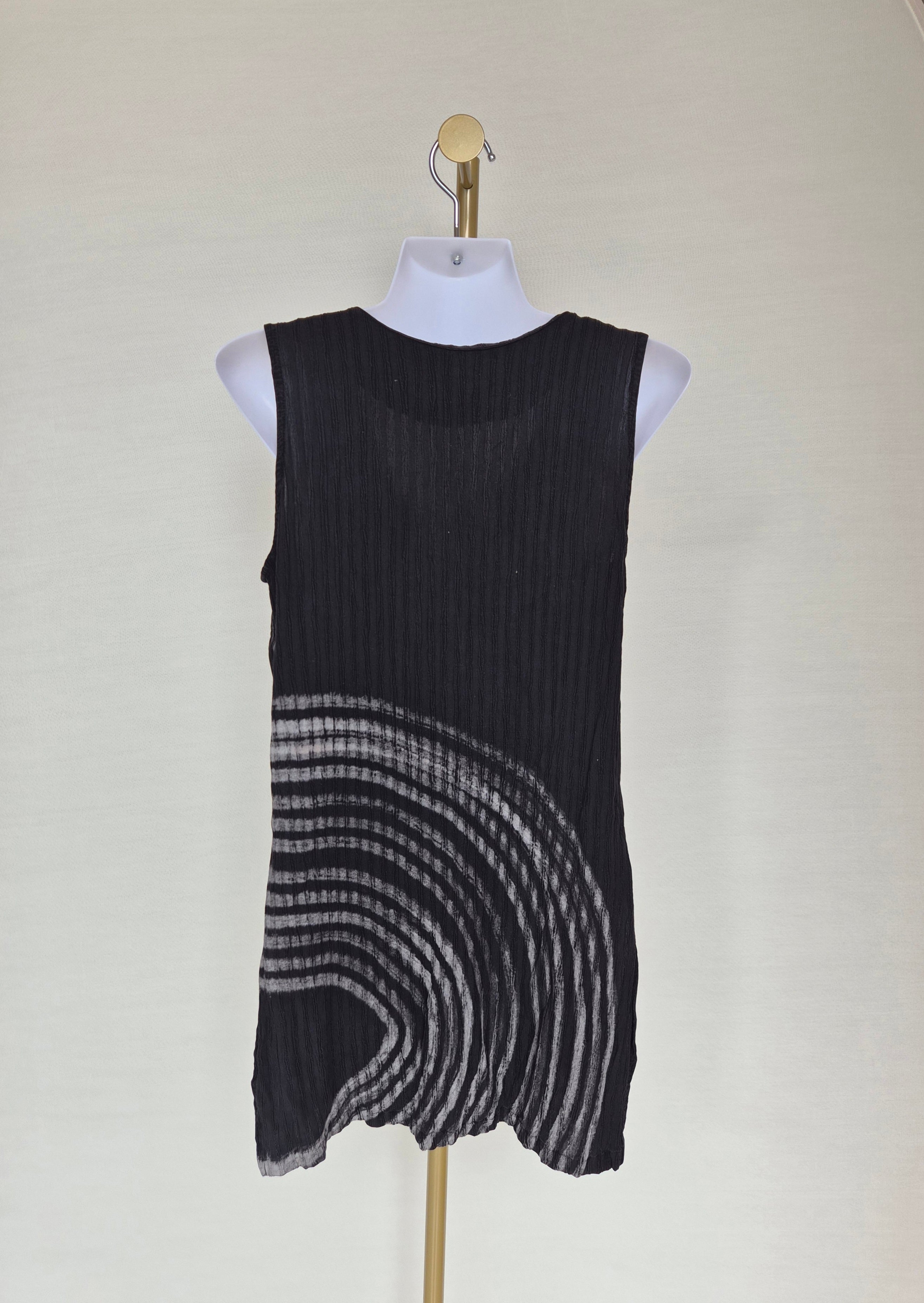 Exotic Bali Black Tie-Dye Button Front Sleeveless Tunic Free Size