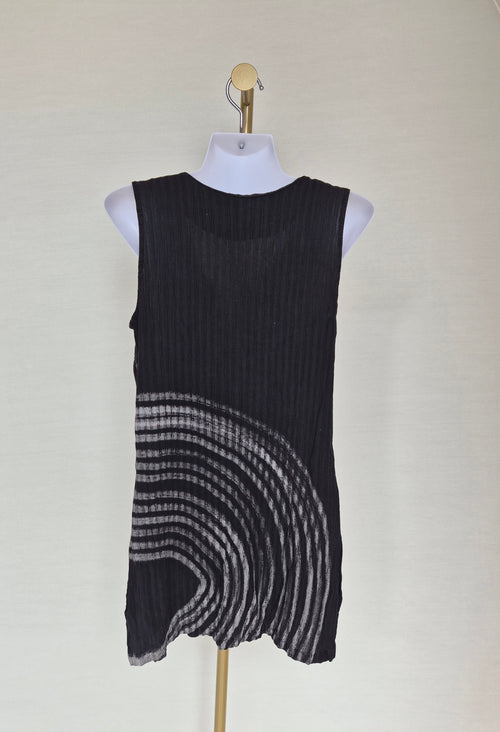 Exotic Bali Black Tie-Dye Button Front Sleeveless Tunic Free Size