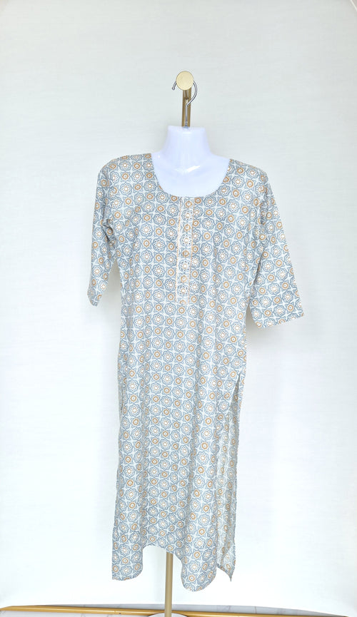 M Green – Printed Cotton Midi Dress (Size M)
