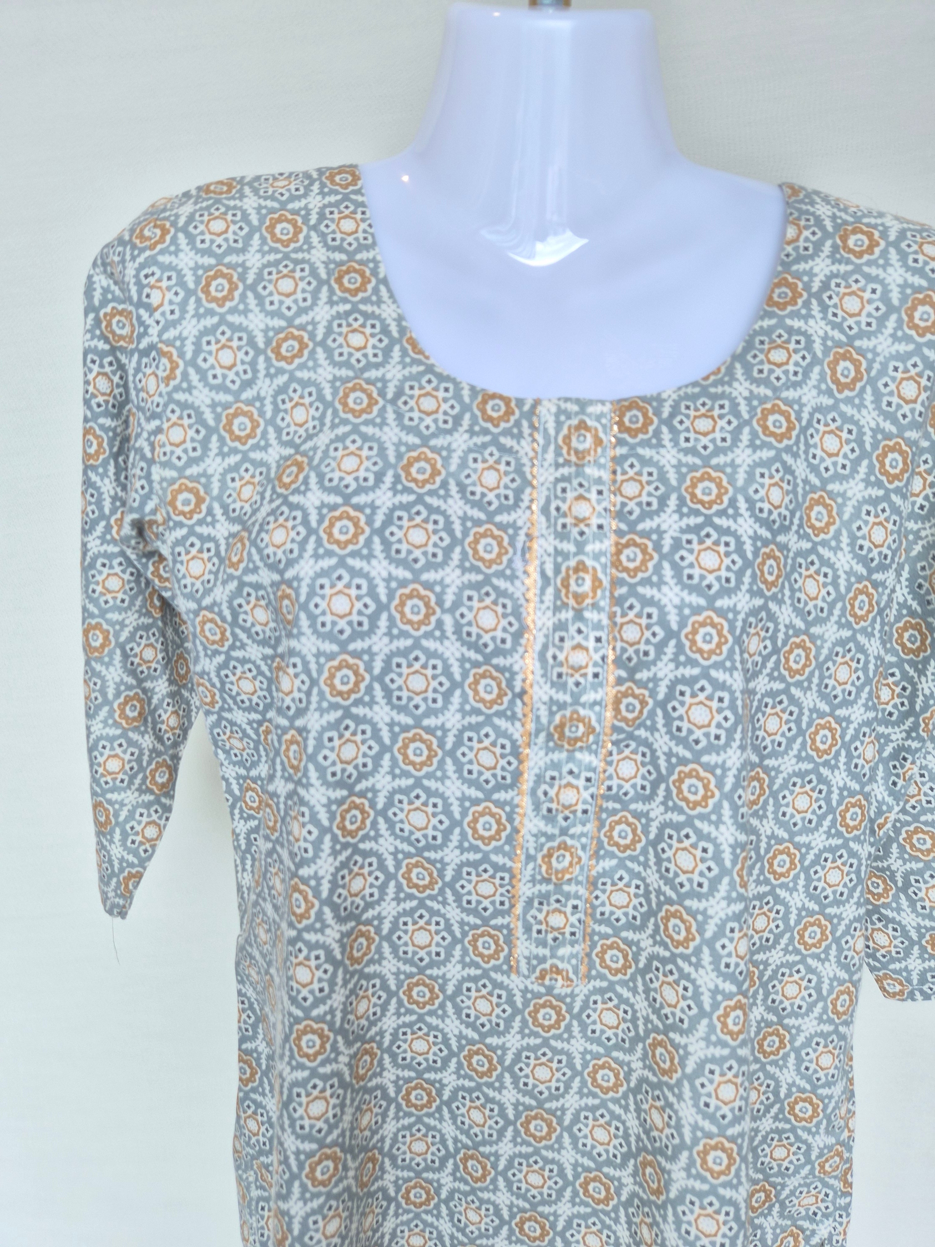 M Green – Printed Cotton Midi Dress (Size M)