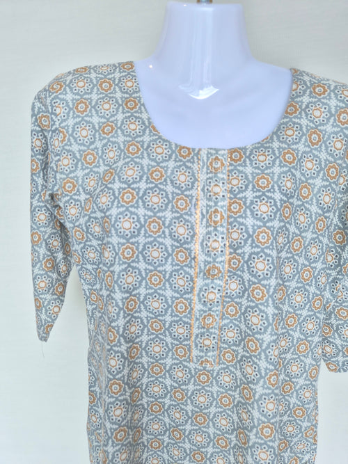 M Green – Printed Cotton Midi Dress (Size M)