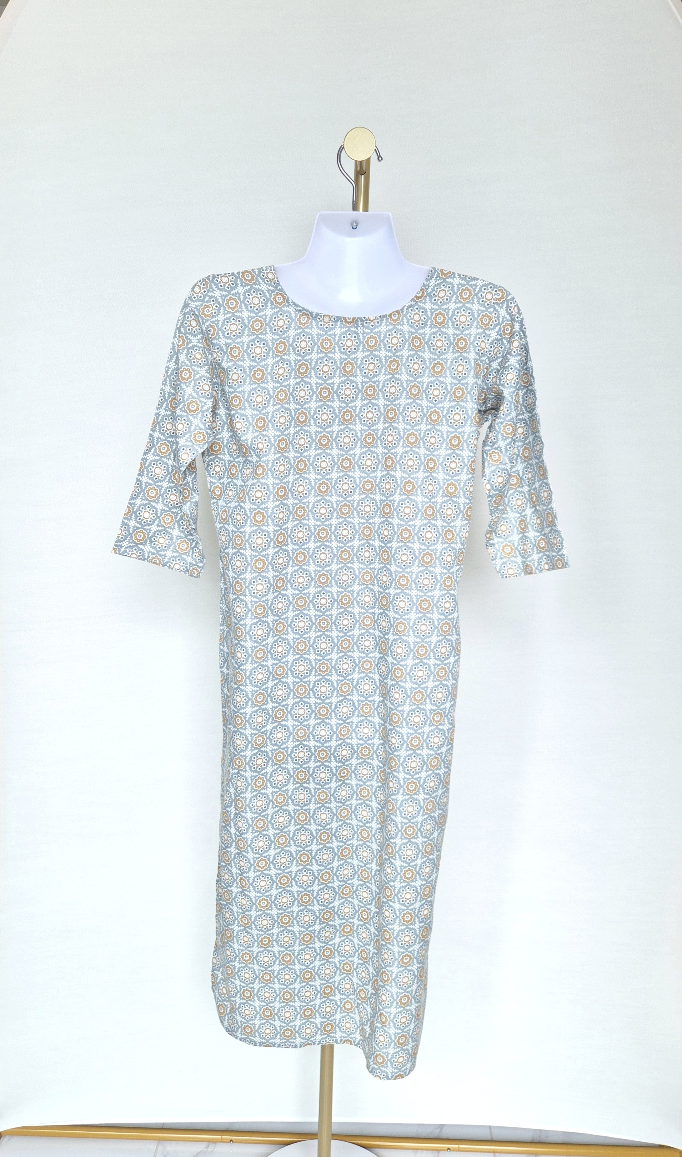 M Green – Printed Cotton Midi Dress (Size M)