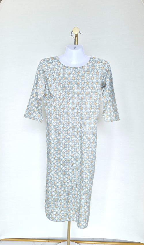 M Green – Printed Cotton Midi Dress (Size M)