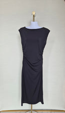 Elegant Black Ruched Midi Dress Size S