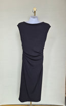 Elegant Black Ruched Midi Dress Size S