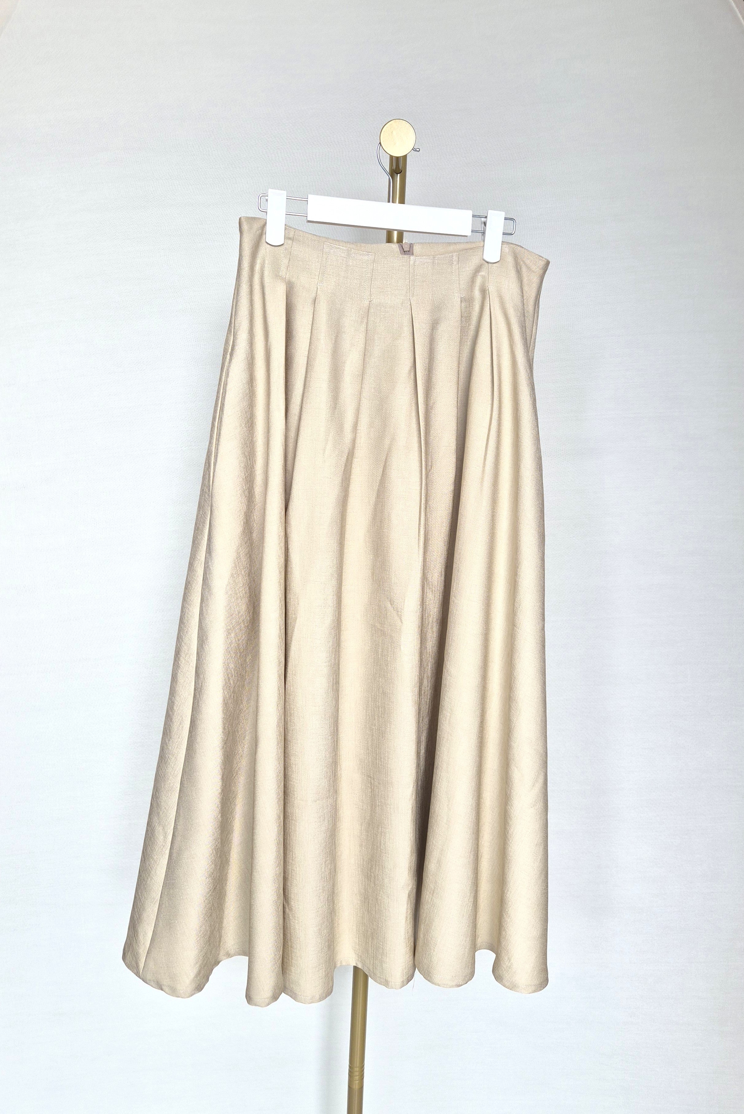 Saturday Club Champagne A-Line Midi Skirt (XL)