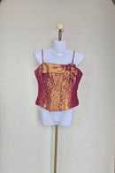 Copper Satin Embellished Corset Top Size M