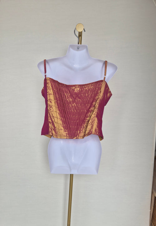 Copper Satin Embellished Corset Top Size M