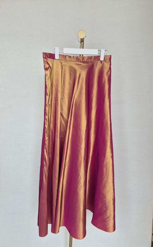 Copper Satin A-Line Maxi Skirt Size M
