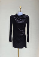 H&M Black Velvet Ruched Mini Dress – XS